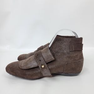 Anthropology Daniella Lehavi Shimering Brown Booties Sz 37 Like New Sz 6